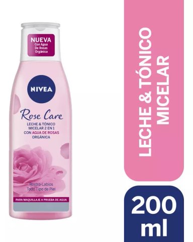 LIMPIADOR ROSTRO NIVEA 1 UNIDAD LECHE & TÓNICO MICELAR 2 EN 1 ROSE CARE 200 ML TODO TIPO PIEL - 1