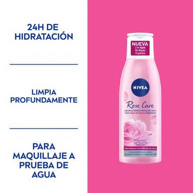 LIMPIADOR ROSTRO NIVEA 1 UNIDAD LECHE & TÓNICO MICELAR 2 EN 1 ROSE CARE 200 ML TODO TIPO PIEL - 3