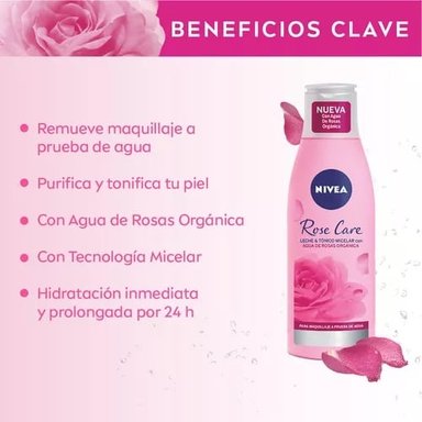 LIMPIADOR ROSTRO NIVEA 1 UNIDAD LECHE & TÓNICO MICELAR 2 EN 1 ROSE CARE 200 ML TODO TIPO PIEL - 4