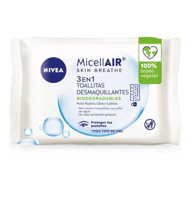 TOALLITAS DESMAQUILLANTES NIVEA 3EN1 TTP BIODEGRADABLES 25U - 1
