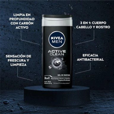 GEL DE DUCHA CORPORAL NIVEA 250 ML ACTIVE CLEAN DEEP - 3