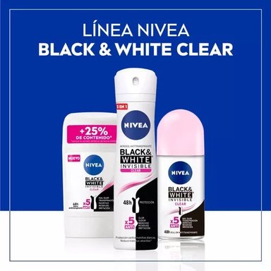 DESODORANTE BARRA NIVEA 54G BLACK&WHITE CLEAR FEMENINO - 6