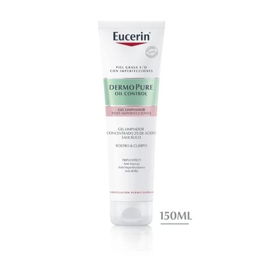 GEL LIMPIADOR ROSTRO Y CUELLO EUCERIN 150 ML DERMOPURE TRIPLE EFECTO - 1