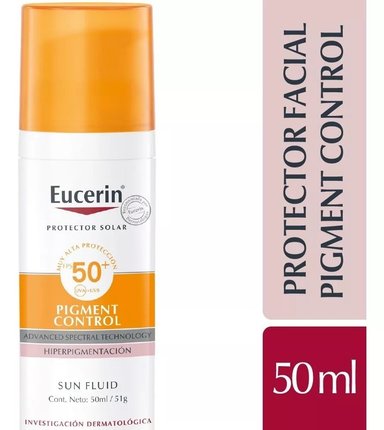 BLOQUEADOR ROSTRO Y CUELLO EUCERIN SPF 50 50 ML PIGMENT CONTROL SUN FLUID EN CREMA - 1