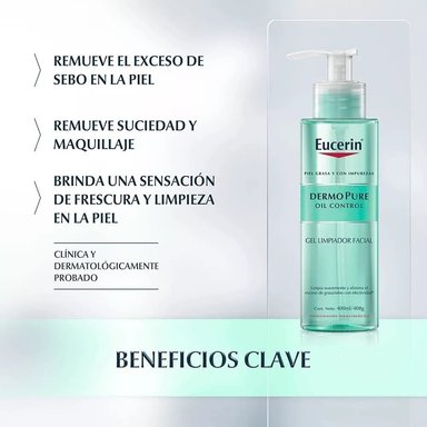 GEL LIMPIADOR ROSTRO Y CUELLO EUCERIN 200 ML DERMOPURE OIL CONTROL - 2