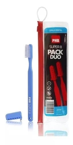 CEPILLO PHB PACK DUO DENTAL SUPER 8 MEDIO + ESTUCHE - 1