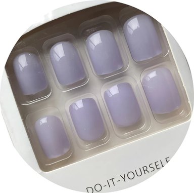 UÑAS POSTIZAS PRESS ON CUADRADAS CORTAS 24PCS ADHESIVAS LILA - 1