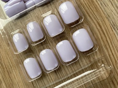 UÑAS POSTIZAS PRESS ON CUADRADAS CORTAS 24PCS ADHESIVAS LILA - 2