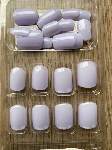 UÑAS POSTIZAS PRESS ON CUADRADAS CORTAS 24PCS ADHESIVAS LILA - 3