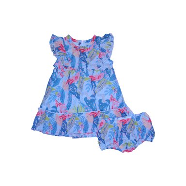 VESTIDO ALGODON NIÑA PILLIN TURQUESA PVW815TUR BEBE - 1