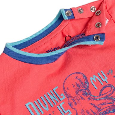 POLERA MANGA CORTA ALGODÓN NIÑO PILLÍN PVY656-23COR BEBE CORAL - 2