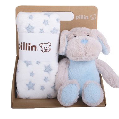 SET PILLÍN PELUCHE MANTA PERRO BEBÉ NIÑO CELESTE PRW158CEL - 1