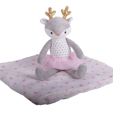 SET PILLÍN PELUCHE MANTA VENADO BEBÉ NIÑA MELANGE PRW154MLG - 2