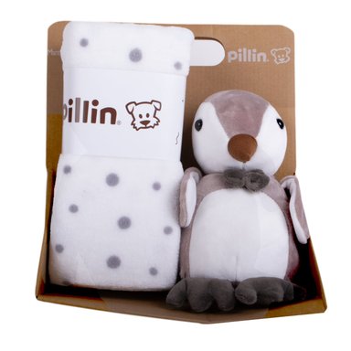 SET PILLÍN PELUCHE MANTA PINGÜINO BEBÉ NIÑO GRIS PRW155GRI - 1