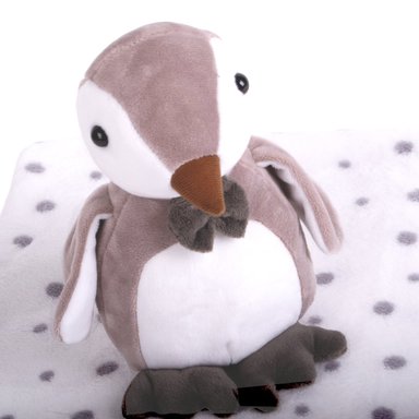 SET PILLÍN PELUCHE MANTA PINGÜINO BEBÉ NIÑO GRIS PRW155GRI - 2