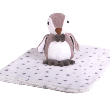 SET PILLÍN PELUCHE MANTA PINGÜINO BEBÉ NIÑO GRIS PRW155GRI - 3