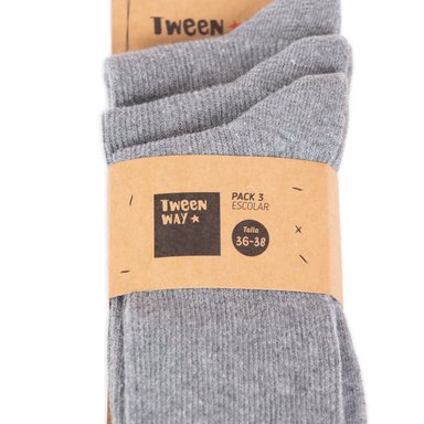 CALCETINES ALGODÓN NIÑO PILLÍN GRIS CLARO ESCOLAR TAB102-25GRI 32-35 - 2