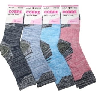 PACK X6 CALCETINES MUJER PESAIL DE COBRE LARGOS PARA MULTICOLOR 35/40 - 1
