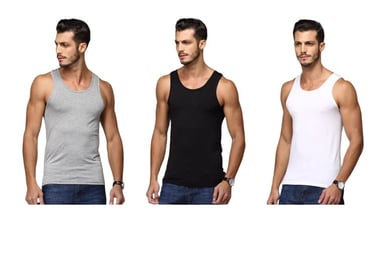X3 POLERAS MUSCULOSAS CUELLO REDONDO PARA HOMBRE DE ALGODON - 1