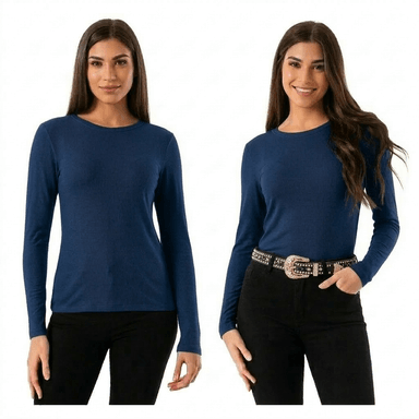 PACK 4 POLERAS CUELLO REDONDO PARA MUJER - PRIMERA CAPA CON FIBRA DE BAMBU - 1
