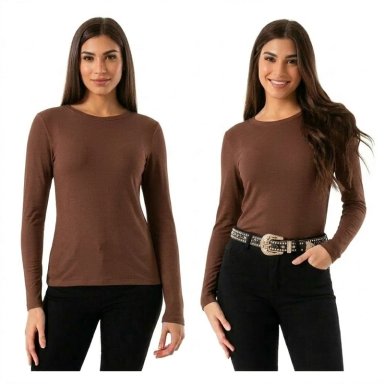 PACK 4 POLERAS CUELLO REDONDO PARA MUJER - PRIMERA CAPA CON FIBRA DE BAMBU - 4