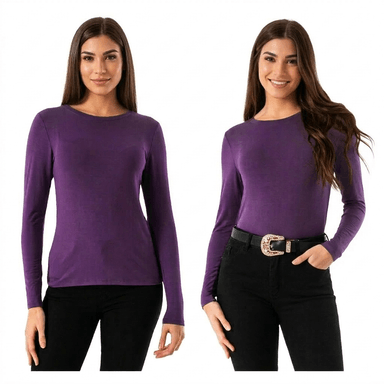 PACK 4 POLERAS CUELLO REDONDO PARA MUJER - PRIMERA CAPA CON FIBRA DE BAMBU - 8