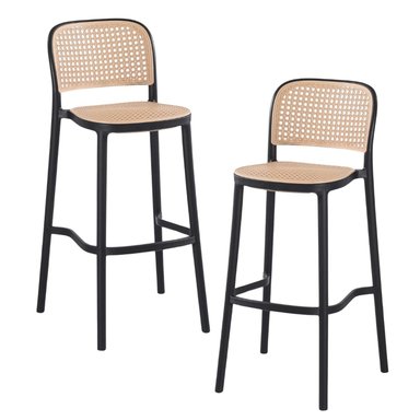 PACK 2 TABURETE MONTANA NEGRO 65CM | RATTAN SINTE TICO, EXTERIOR - 1