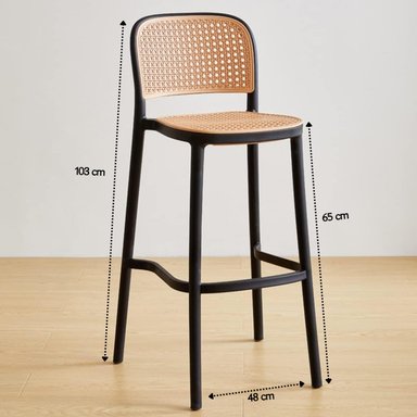 PACK 2 TABURETE MONTANA NEGRO 65CM | RATTAN SINTE TICO, EXTERIOR - 3