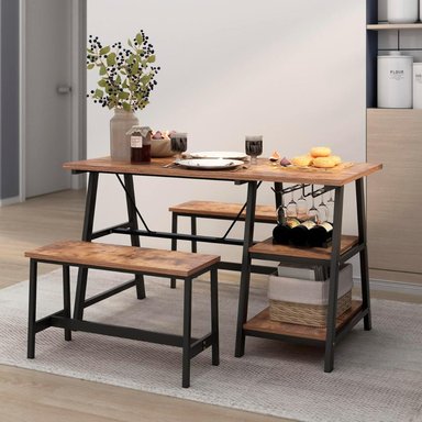 PACK MESA RECTANGULAR + 2 BANQUETAS | ESTILO INDUSTRIAL - 1