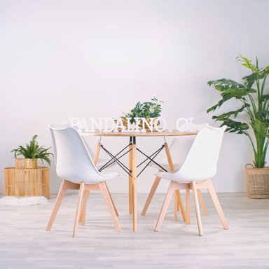 COMEDOR MESA REDONDA SHANNA 100CM + 4 SILLAS TULIP BLANCO - 1