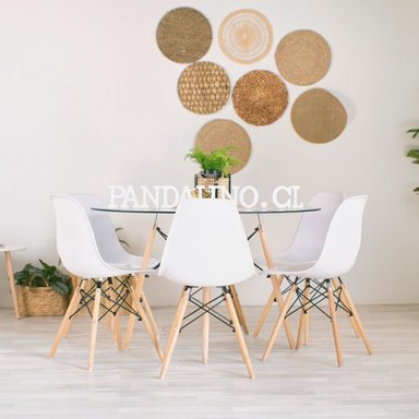 COMEDOR MESA REDONDA ELIDA 120CM + 6 SILLAS EAMES BLANCA - 2