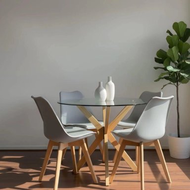 COMEDOR MESA REDONDA EQUIZ 100CM + 4 SILLAS TULIP GRIS - 2