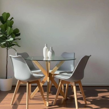 COMEDOR MESA REDONDA EQUIZ 100CM + 4 SILLAS TULIP GRIS - 3