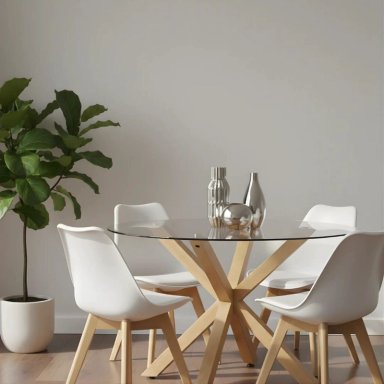 COMEDOR MESA REDONDA EQUIZ 100CM + 4 SILLAS TULIP BLANCO - 2