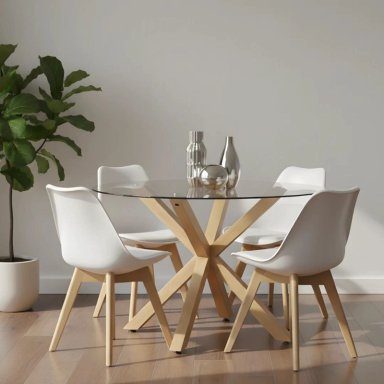 COMEDOR MESA REDONDA EQUIZ 100CM + 4 SILLAS TULIP BLANCO - 3