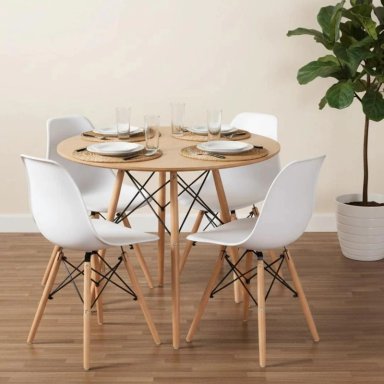 COMEDOR REDONDO SHANNA 80 CM + 4 SILLAS EAMES BLANCO - 1