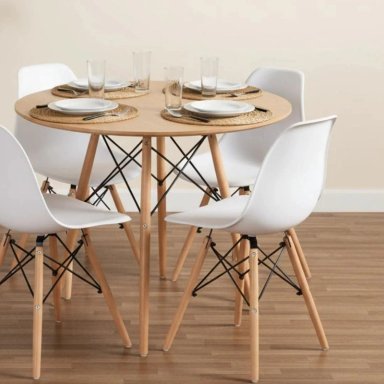 COMEDOR REDONDO SHANNA 80 CM + 4 SILLAS EAMES BLANCO - 2