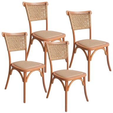 PACK 4 SILLAS TANGO WOOD | RATTAN & CUERDA - 1