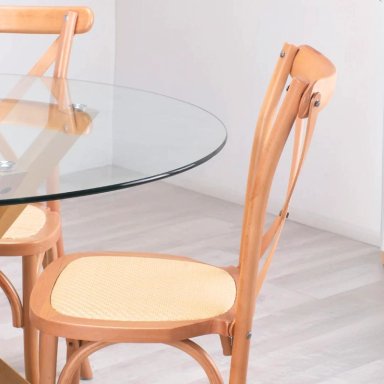 COMEDOR MESA REDONDA EQUIZ 100CM + 4 SILLAS CROSSBACK MADERA - 3