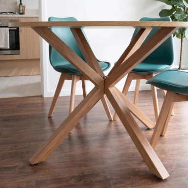 COMEDOR MESA REDONDA EQUIZ WOOD 100CM + 4 SILLAS TULIP VERDE ESMERALDA - 6