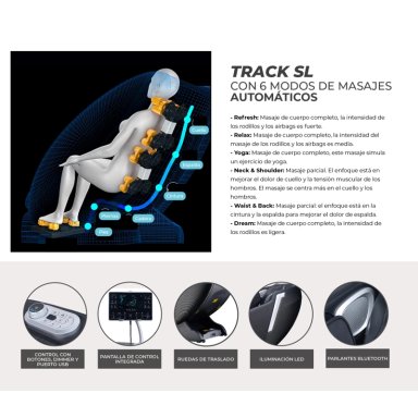 SILLÓN MASAJES RELAN R3000 1 CUERPO NEGRO SEGUNDA GENERACIÓN RECLINABLE CON GRAVEDAD ZERO - 9