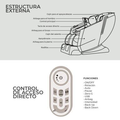 SILLÓN MASAJES RELAN R3000 1 CUERPO NEGRO SEGUNDA GENERACIÓN RECLINABLE CON GRAVEDAD ZERO - 12