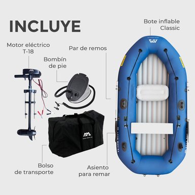 BOTE INFLABLE CLÁSICO + MOTOR ELÉCTRICO / AQUA MARINA - 5