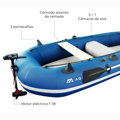 BOTE INFLABLE CLÁSICO + MOTOR ELÉCTRICO / AQUA MARINA - 6