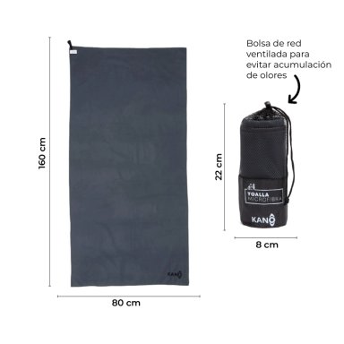 TOALLA DE MICROFIBRA EN COLOR NEGRO SECADO RÁPIDO - 4