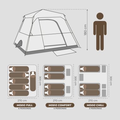 CARPA KANO PARA 6 PERSONAS ENCO CAMPING AUTOMÁTICA INSTANT IMPERMEABLE - 7