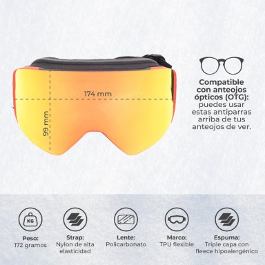 ANTIPARRAS GAFAS DE NIEVE MAGNÉTICAS FIRE SKI SNOWBOARD KANO - 9