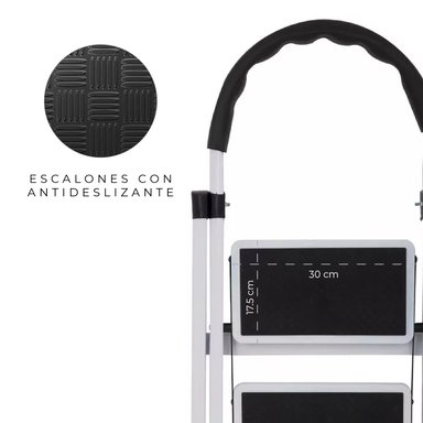 ESCALERA HALTEN TABURETE PLEGABLE 2 PELDAÑOS ANTIDESLIZANTES - 5