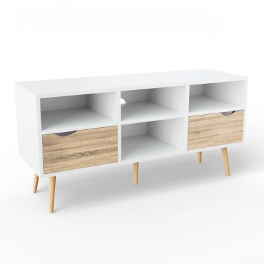 RACK TV RELAN BLANCO TOP LIVING BOLONIA CON CAJONES 117CM NÓRDICO - 1