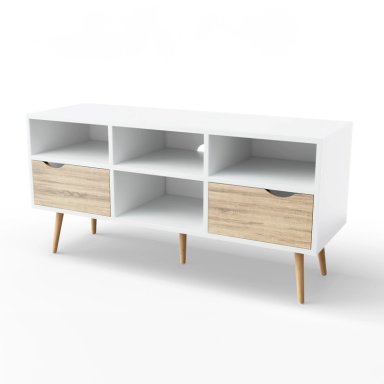 RACK TV RELAN BLANCO TOP LIVING BOLONIA CON CAJONES 117CM NÓRDICO - 7